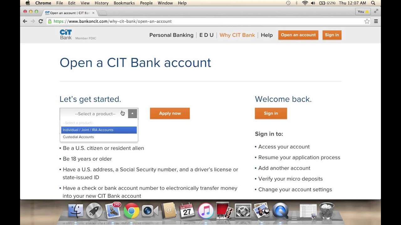Cit online bank	Navigational