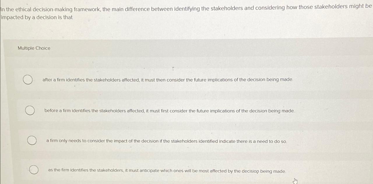 Ethical framework for decision making