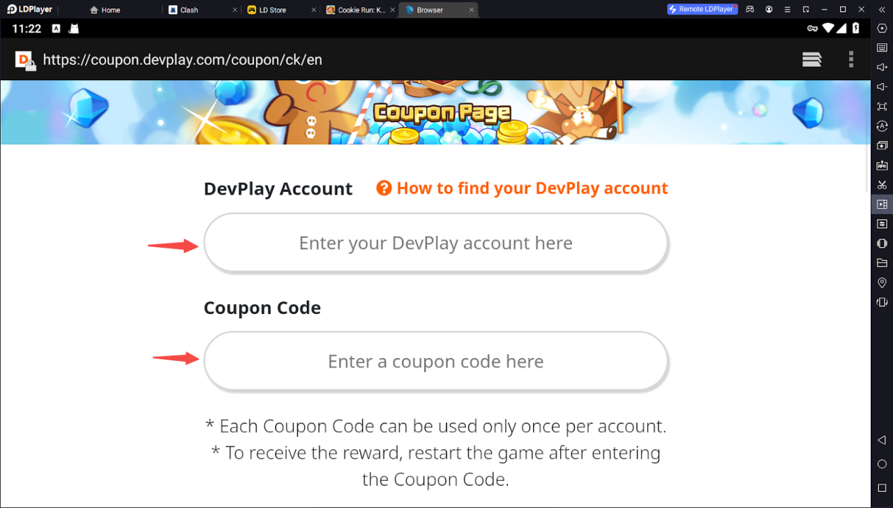 Cookie run coupon redemption
